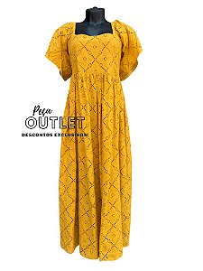 Vestido Longo Sunshine Trya Bordado Amarelo