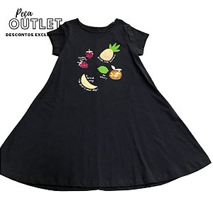 Vestido Hering Kids Azul Marinho Com Estampa De Frutas