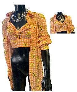 Conjunto Camisa Smile + Cropped Smile Laranja