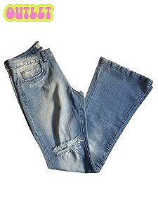 Calça Jeans Destroyed Flare Bella Azul