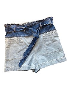 Short Jeans Maria Filó Clochard Com Amarração Na Cintura