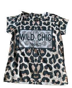 T - Shirt Mix Tees Com Estampa De Onça Com Letreiro ' Wild C