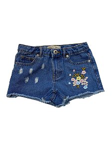 Short Jeans Infantil Bordado Destroyed