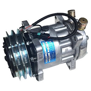 COMPRESSOR MODELO 7H15 8 ORELHAS POLIA 2A 12V SAÍDA VERTICAL