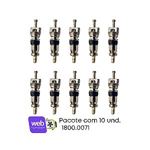 KIT COM 10 UNIDADES NÚCLEO VÁLVULA SCHRADER R134A ROSCA STANDARD