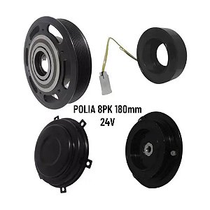 CONJUNTO DE EMBREAGEM COMPRESSOR MODELO 7H15 24V 8PK 180mm CAMINHÃO VOLVO