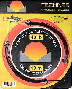 Cabo de Aço Black Flexivel 10lbs Cartela 10m  Technes