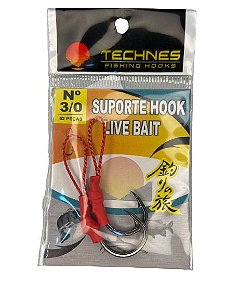 Suporte Hook Live Bait N° 3/0 - Cartela C/ 02 und Technes
