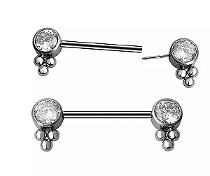 Barbell Reto Zircônia Boleada e Bolinhas Push Pin