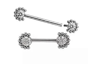 Barbell Reto Zircônias Boleadas e Bolinhas