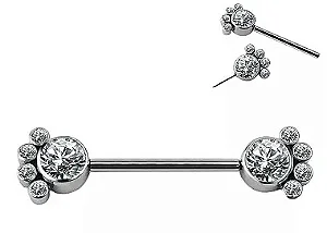 Barbell Reto Zircônias Boleadas Push Pin