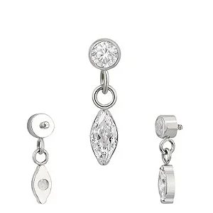 Labret Zircônia Boleada e Pingente Navete