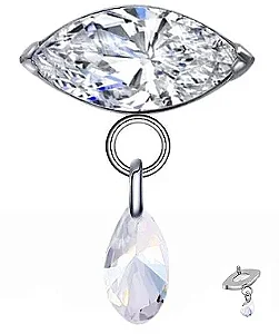 Labret Navete com Pingente Gota