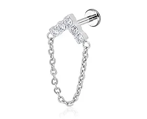 Labret Triângulo Cravejado com Corrente