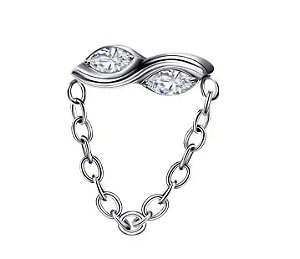 Labret Infinito Cravejado e Corrente