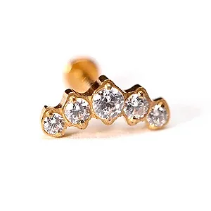 Cluster 5 Zircônias Cravejadas Gold PVD