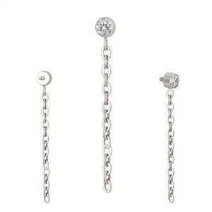 Labret Zircônia Boleada com Corrente