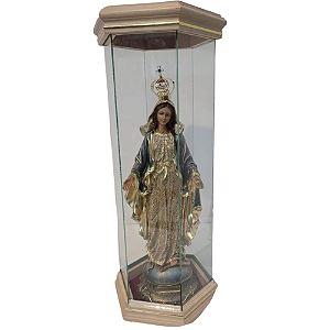 Nossa Senhora das Graças 53cm em Resina na Redoma de Vidro