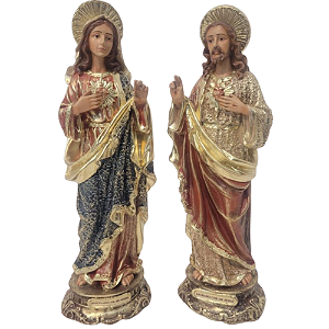 Sagrado Coração de Jesus e Maria 30cm em Resina