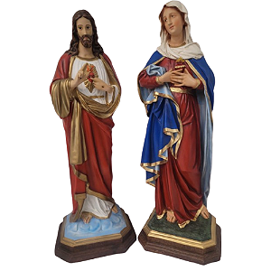 Sagrado Coração de Jesus e Maria 93cm em Resina