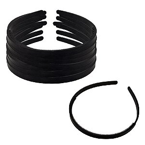 12 TIARA ARCO PLÁSTICO DENTINHO PRETA 5MM