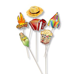 Kit 50 Enfeite Decorativo Palito Personalizado festa Junina