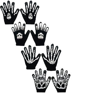 12 Par Luva Frio Touch Caveira Celular Halloween Adulto