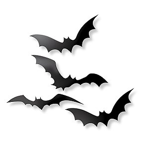 Kit 24 Morcego Plástico Colar Parede Simples Festa Halloween