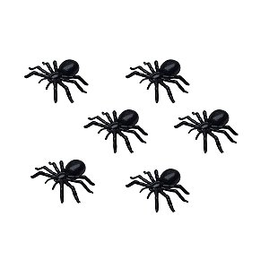 Mini Aranha Pegadinha Decoração Halloween PT C/25 Unidades