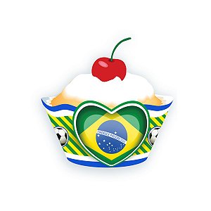 72 Forma Papel Cupcake Coração Festa Copa do Mundo Futebol