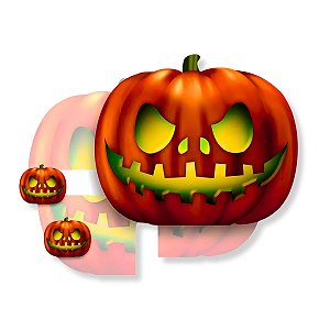 03 Enfeite Mural Abóbora Montável Painel Decoração Halloween