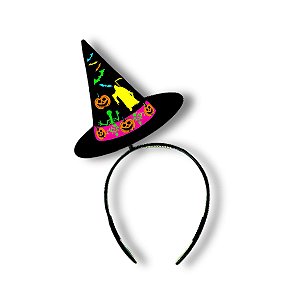 01 Tiara Arquinho Chapéu De Bruxa Halloween Festa Fantasia