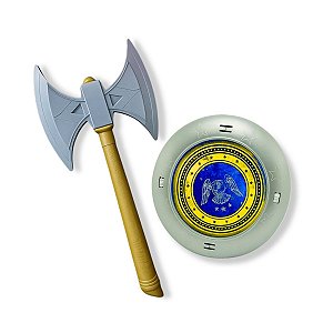 Kit Escudo e Machado Coleção Heróis Brinquedo Criança Presente