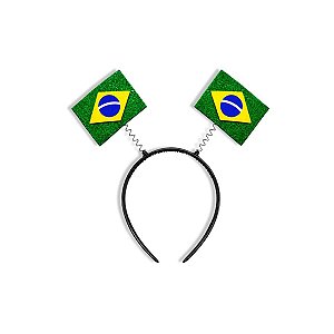01 Tiara Simples Festa Copa do Mundo Futebol Bandeira Brasil