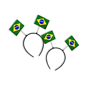 06 Tiara Simples Festa Copa do Mundo Futebol Bandeira Brasil