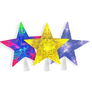 02 Estrela Ponteira Ponta Arvore Natal Colorida Led Pisca