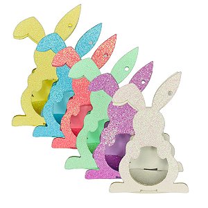 06 Caixinha Coelho Páscoa Porta Bombom EVA Glitter Decoração
