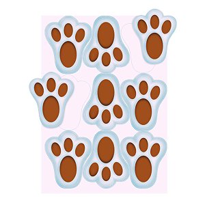 Kit 54 Adesivo Páscoa Figurinha Pé Patinha Coelho Marrom