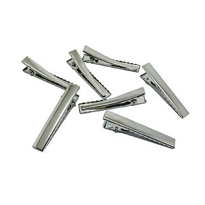 Kit 100 Bico de Pato Base Jacaré 5.5 cm Prata Níquel