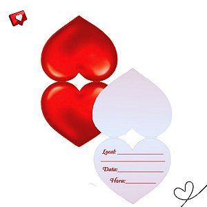 10 Convite Coração Festas Dia das Mães/ Namorados Encontro de Casais
