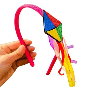 01 Tiara Arco Menina Caipira Balão Acessório Festa Junina