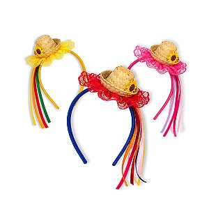06 Tiara Arco Caipira Chapéu Aplique Acessório Festa Junina