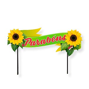 Topo de Bolo Enfeite Girassol Decoração Festa Junina Arraiá