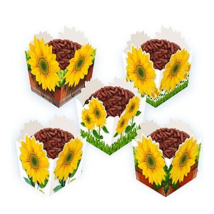 144 Forminhas Brigadeiro Girassol Decoração Festa Junina