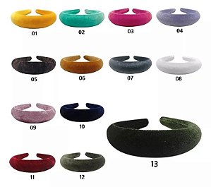 Kit 10 Tiara Alta Acolchoada Fofinha Veludo 30mm - Luxo