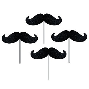 Kit 30 Topo de Bolo Bigode Espeto Palito Dia dos Pais