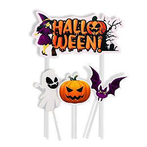 Kit 04 Palito Topo de Bolo Espeto Enfeite Festa Halloween