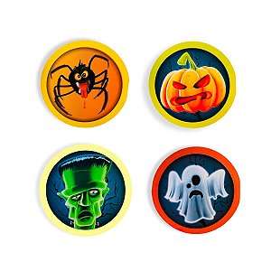 03 Cartela Figurinha c/ 16 Adesivos Halloween Dia das Bruxas