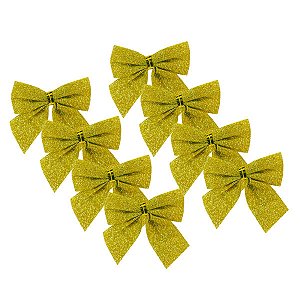 Kit 48 Laço Lacinho Glitter Enfeite Decoração Natal Árvore