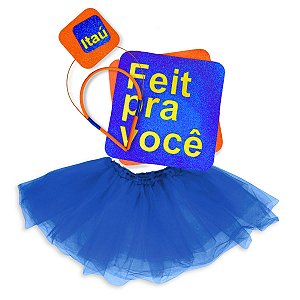 01 Fantasia Carnaval Tiara + Saia + Plaquinha Feita P/Você